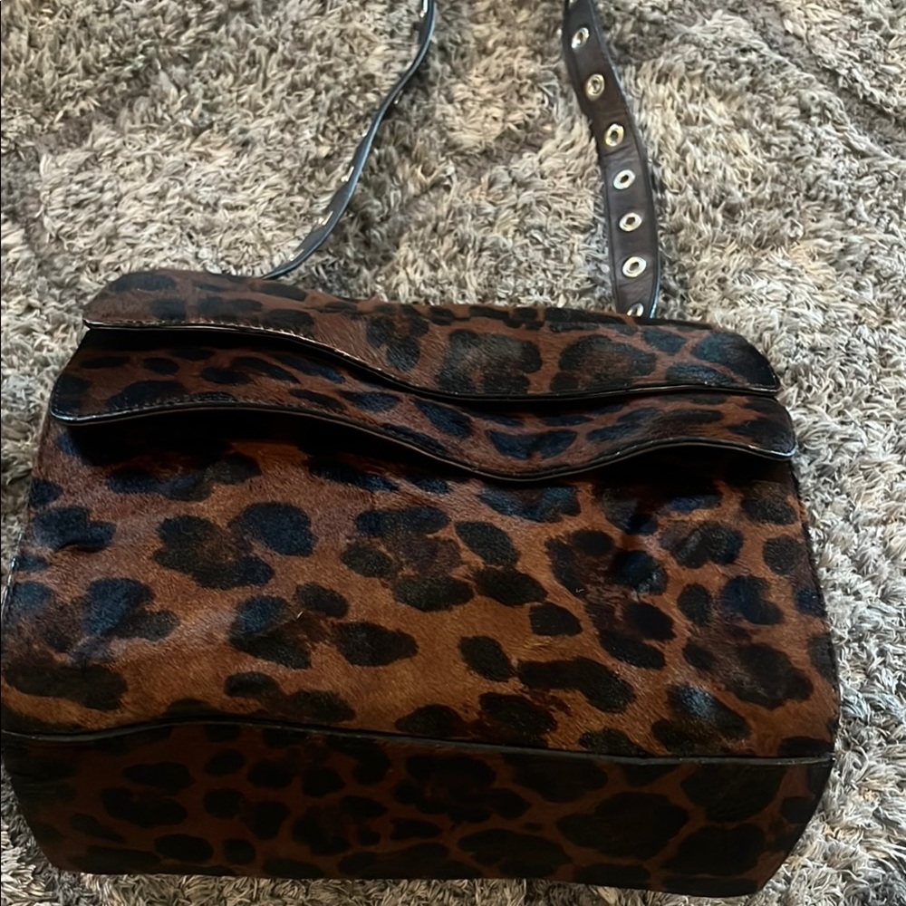 Stuart Weitzman Brown and Black Leopard Shoulder Bag